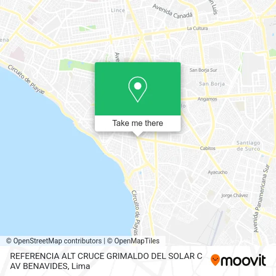 Mapa de REFERENCIA  ALT  CRUCE GRIMALDO DEL SOLAR C  AV BENAVIDES