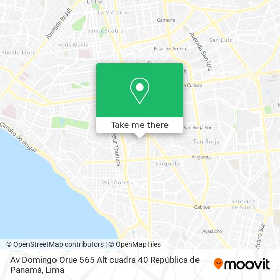 Av  Domingo Orue 565 Alt  cuadra 40 República de Panamá map