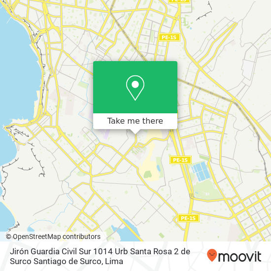 Jirón Guardia Civil Sur 1014 Urb  Santa Rosa  2 de Surco  Santiago de Surco map