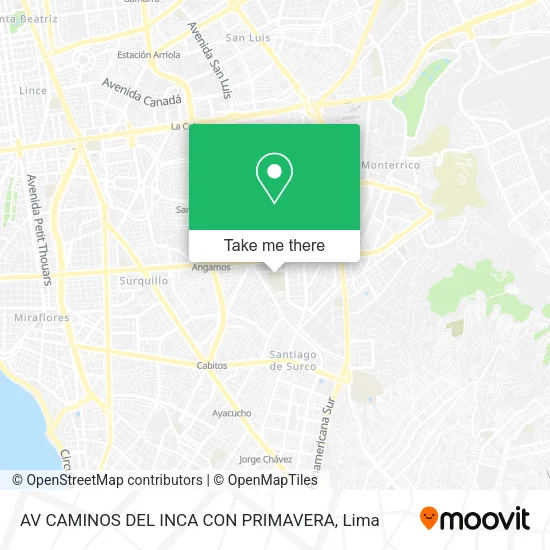 Mapa de AV  CAMINOS DEL INCA  CON PRIMAVERA