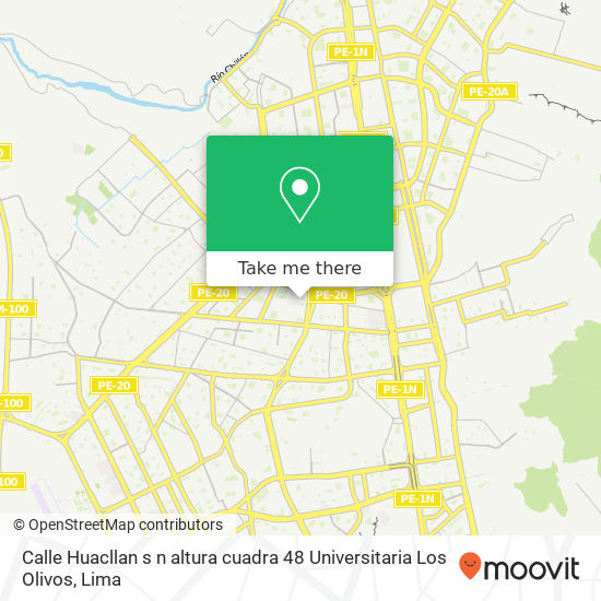 Calle Huacllan s n altura cuadra 48 Universitaria   Los Olivos map