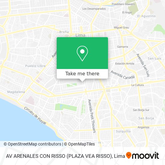 AV ARENALES CON RISSO (PLAZA VEA RISSO) map