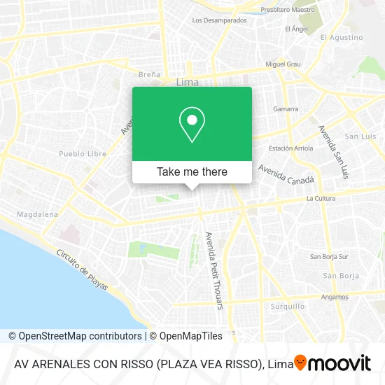 Mapa de AV ARENALES CON RISSO (PLAZA VEA RISSO)