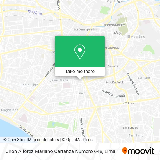 Mapa de Jirón Alférez Mariano Carranza Número 648