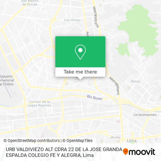 URB  VALDIVIEZO ALT  CDRA 22 DE LA JOSE GRANDA ESPALDA COLEGIO FE Y ALEGRIA map