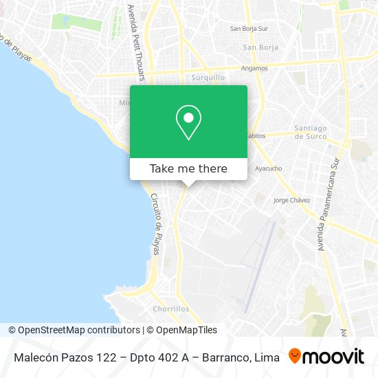 Malecón Pazos 122 – Dpto  402 A – Barranco map