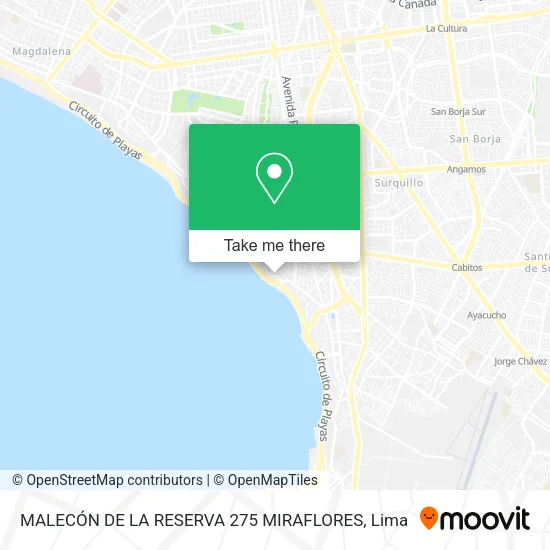 Mapa de MALECÓN DE LA RESERVA 275  MIRAFLORES