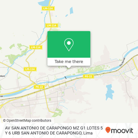 AV  SAN ANTONIO DE CARAPONGO MZ G1 LOTES 5 Y 6 URB SAN ANTONIO DE CARAPONGO map