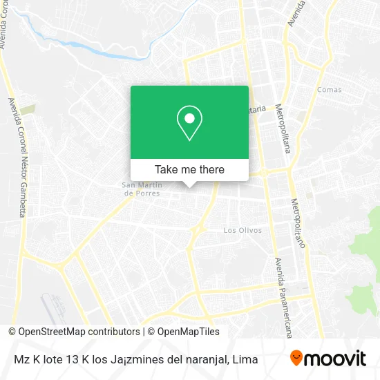 Mapa de Mz K lote 13 K los Ja¡zmines del naranjal