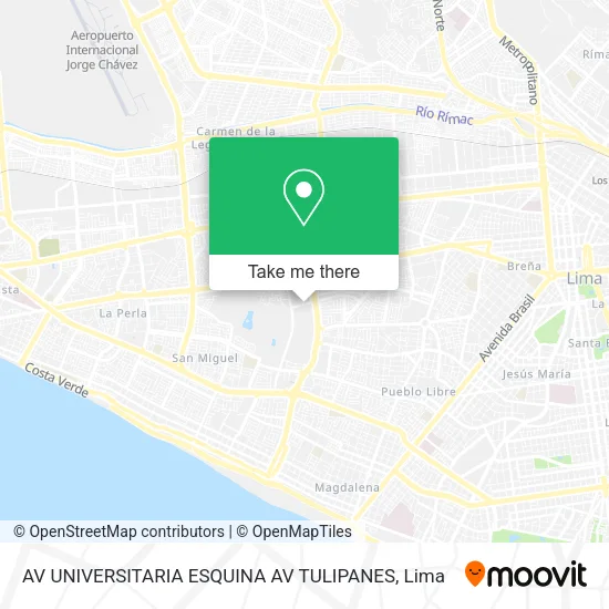 Mapa de AV  UNIVERSITARIA ESQUINA AV  TULIPANES