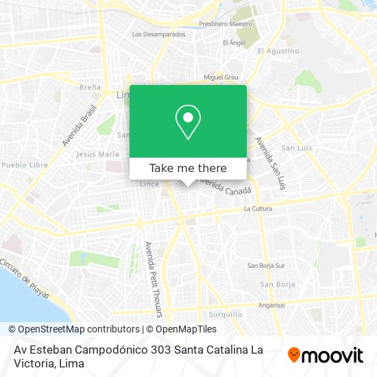 Mapa de Av  Esteban Campodónico 303  Santa Catalina   La Victoria