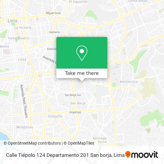 Mapa de Calle Tiépolo 124   Departamento 201  San borja