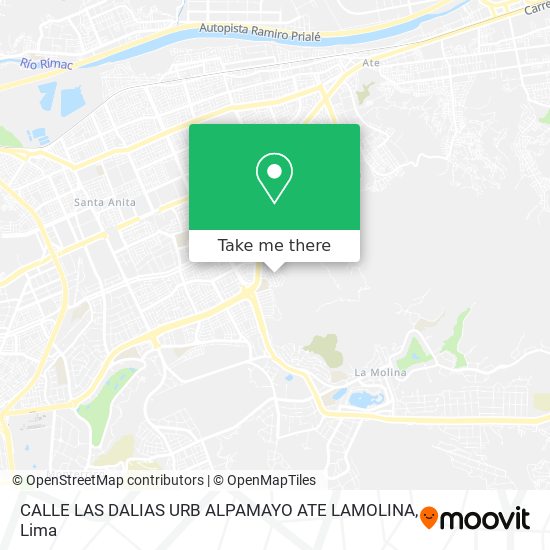 Mapa de CALLE LAS DALIAS URB ALPAMAYO   ATE   LAMOLINA