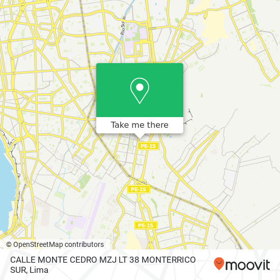 CALLE MONTE CEDRO MZJ LT 38 MONTERRICO SUR map