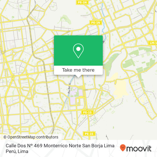 Mapa de Calle Dos Nº 469  Monterrico Norte  San Borja  Lima   Perú