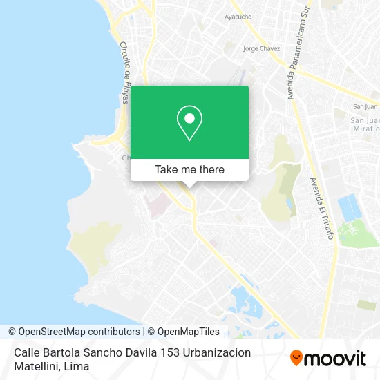 Mapa de Calle Bartola Sancho Davila 153 Urbanizacion Matellini
