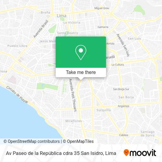 Mapa de Av  Paseo de la República cdra 35   San Isidro