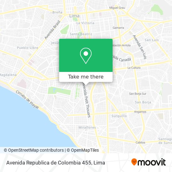 Mapa de Avenida Republica de Colombia 455