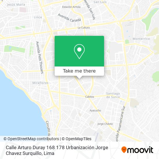 Calle Arturo Duray 168   178  Urbanización Jorge Chavez   Surquillo map