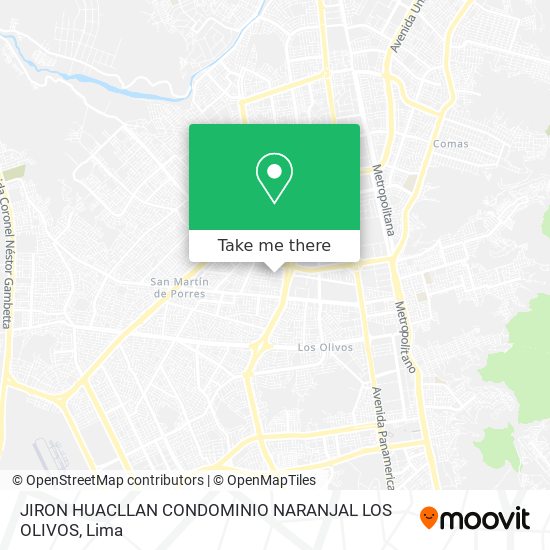 JIRON HUACLLAN  CONDOMINIO NARANJAL  LOS OLIVOS map