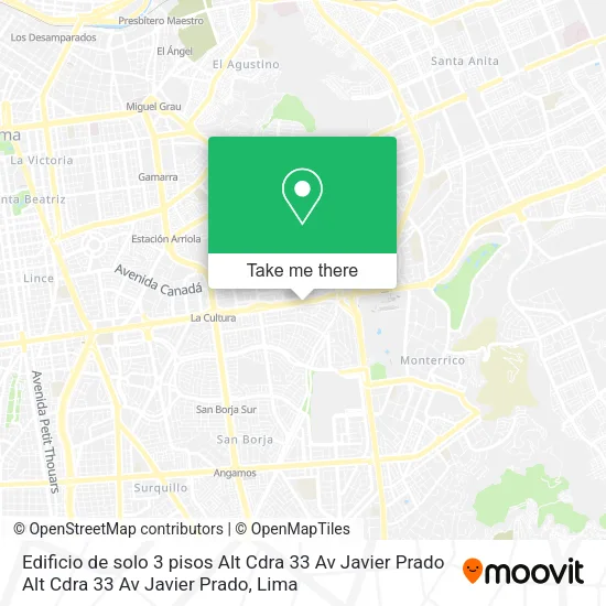 Mapa de Edificio de solo 3 pisos  Alt  Cdra 33 Av  Javier Prado Alt  Cdra 33 Av  Javier Prado