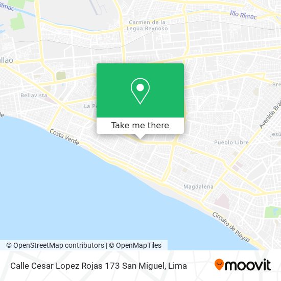 Mapa de Calle Cesar Lopez Rojas 173  San Miguel
