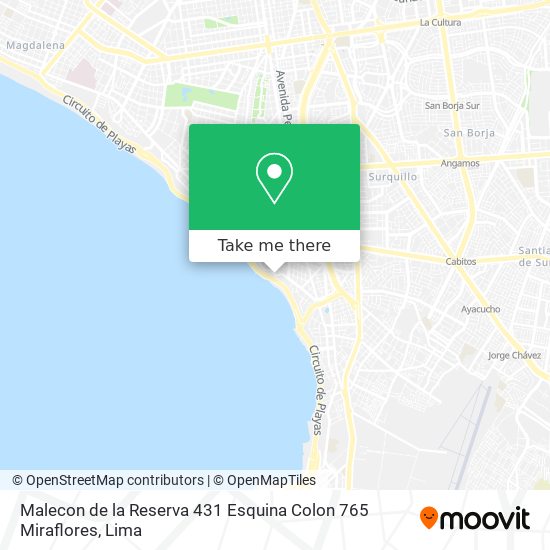 Malecon de la Reserva 431 Esquina Colon 765 Miraflores map