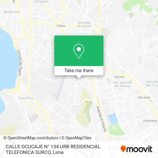 Mapa de CALLE OCUCAJE N° 134   URB  RESIDENCIAL TELEFONICA  SURCO