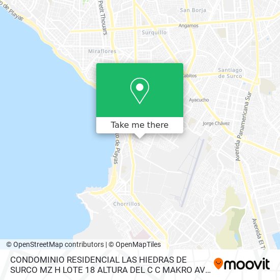 CONDOMINIO RESIDENCIAL LAS HIEDRAS DE SURCO MZ H LOTE 18   ALTURA DEL C C  MAKRO  AV  JORGE CHAVEZ map