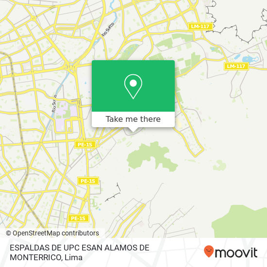 ESPALDAS DE UPC  ESAN  ALAMOS DE MONTERRICO map