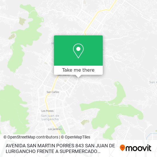 AVENIDA SAN MARTIN PORRES 843   SAN JUAN DE LURIGANCHO   FRENTE A SUPERMERCADO PERUANO ECONOMAX map