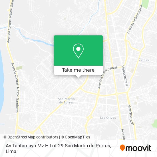 Mapa de Av Tantamayo Mz  H Lot 29   San Martin de Porres