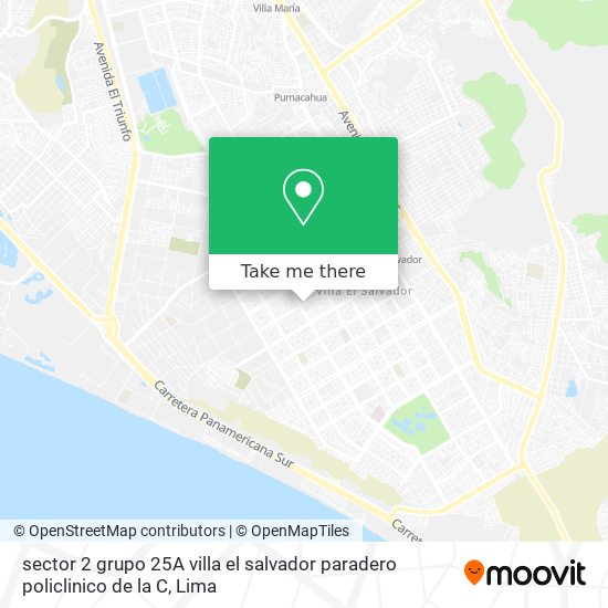 Mapa de sector 2  grupo 25A villa el salvador  paradero policlinico de la C