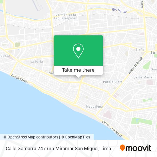 Calle Gamarra 247 urb Miramar San Miguel map