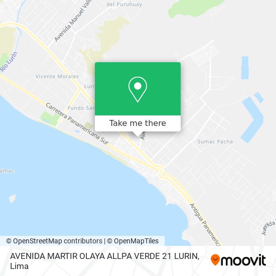 Mapa de AVENIDA MARTIR OLAYA ALLPA VERDE 21 LURIN