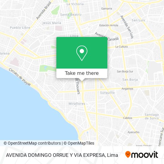 AVENIDA DOMINGO ORRUE Y VIA EXPRESA map
