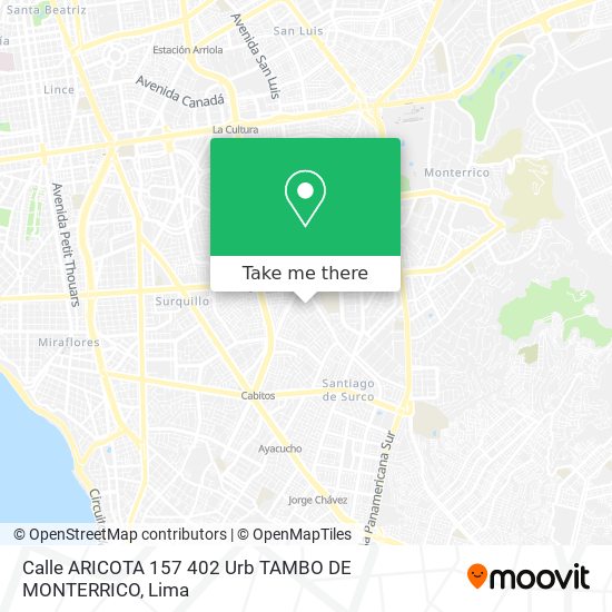 Calle ARICOTA 157   402 Urb  TAMBO DE MONTERRICO map