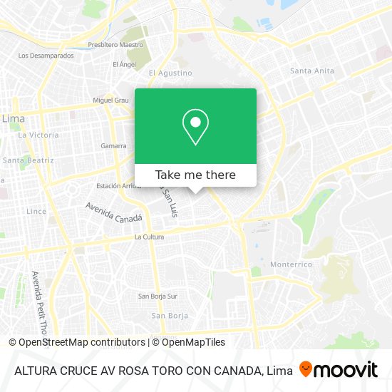ALTURA CRUCE AV  ROSA TORO CON CANADA map