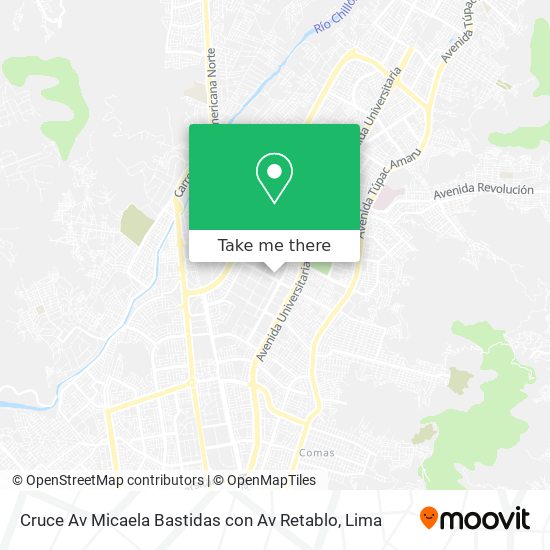 Cruce Av  Micaela Bastidas con Av  Retablo map