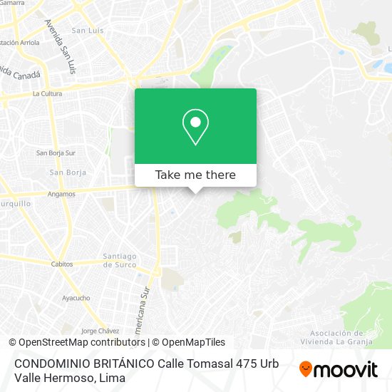 Mapa de CONDOMINIO BRITÁNICO  Calle Tomasal 475 Urb  Valle Hermoso