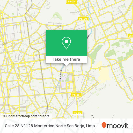 Mapa de Calle 28 N° 128 Monterrico Norte   San Borja