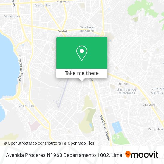 Avenida Proceres N° 960 Departamento 1002 map