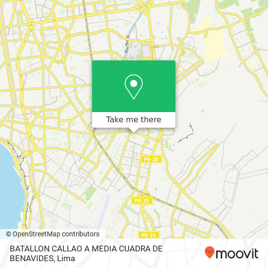 BATALLON CALLAO   A MEDIA CUADRA DE BENAVIDES map