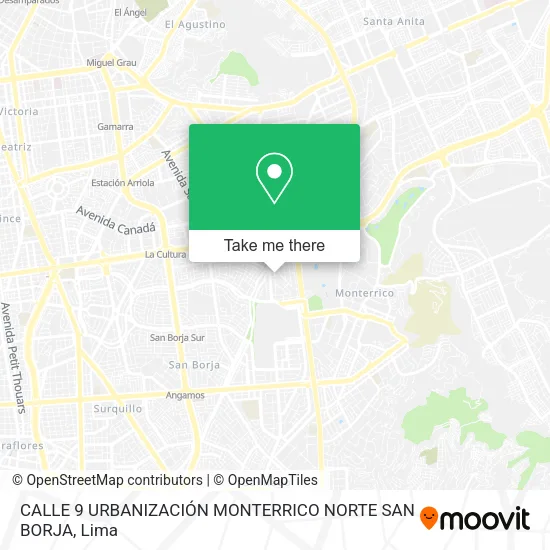 Mapa de CALLE 9 URBANIZACIÓN MONTERRICO NORTE SAN BORJA
