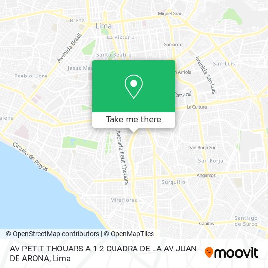 AV  PETIT THOUARS A 1 2 CUADRA DE LA AV  JUAN DE ARONA map