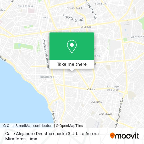 Mapa de Calle Alejandro Deustua cuadra 3  Urb  La Aurora   Miraflores