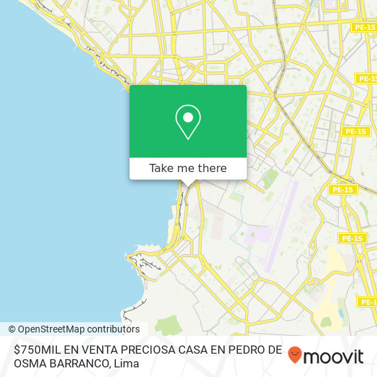 $750MIL EN VENTA  PRECIOSA CASA EN PEDRO DE OSMA BARRANCO map