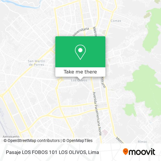 Mapa de Pasaje LOS FOBOS 101 LOS OLIVOS