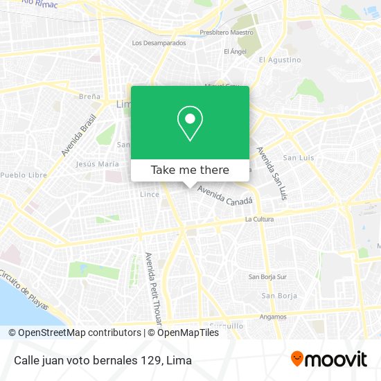 Mapa de Calle  juan voto bernales 129