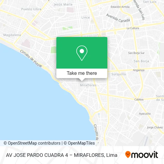 Mapa de AV  JOSE PARDO CUADRA 4 – MIRAFLORES